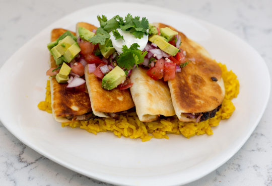 RECIPES: CRISPY BLACK BEAN TACOS WITH YELLOW RICE